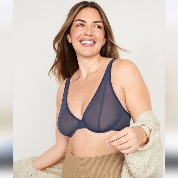 ⭐️40% Off⭐️ Old Navy Mesh Unlined Underwire Plunge Bra - Picture 1 of 9